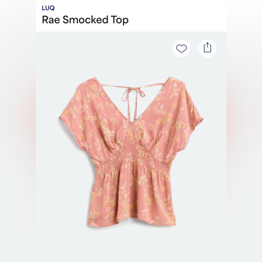 LUQ Floral Smocked Pink Blouse